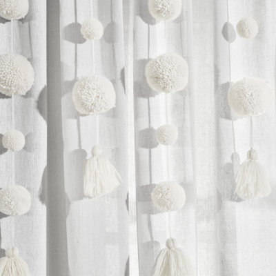 Cotton Blend Semi Sheer Curtain Single Panel