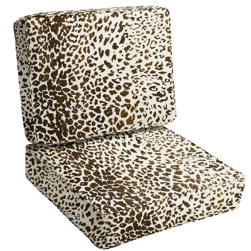 Indoor/Outdoor Sunbrella Seat/Back Cushion, Espresso Leo Animal Print, 23.5" W x 23.5" D