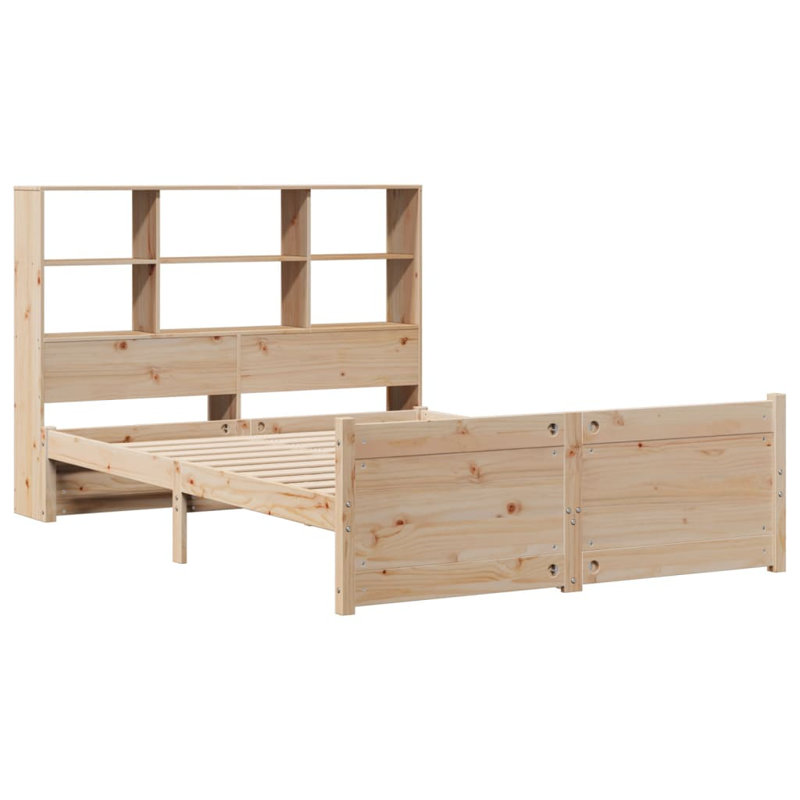 Bookcase Bed Without Mattress Solid Wood Pine, Double (4'6)