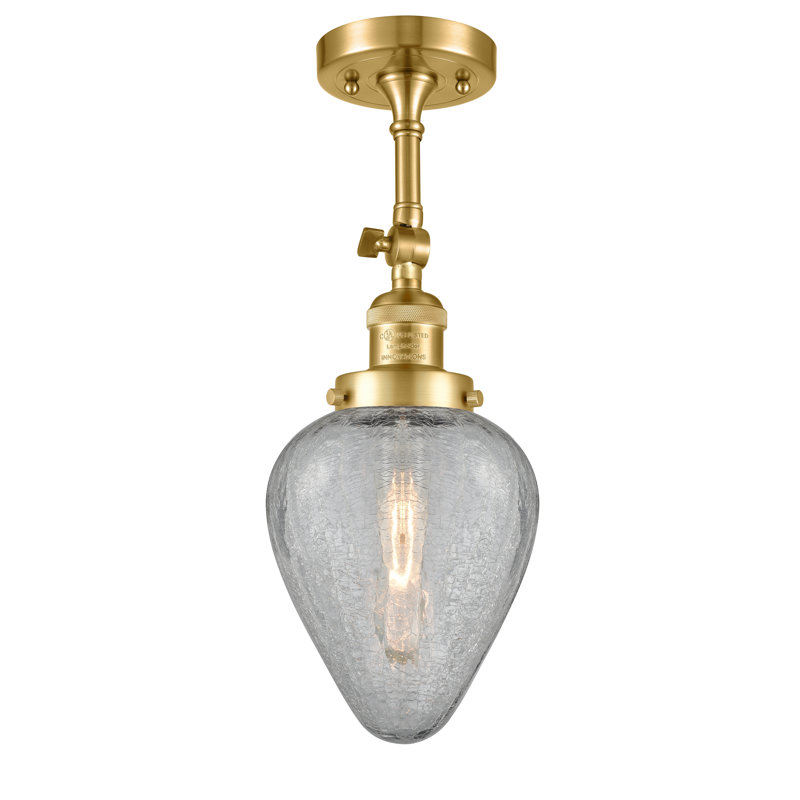 Shauna Glass Semi Flush Mount, Satin Gold