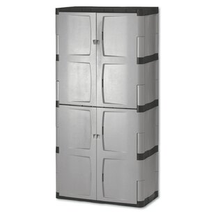 Rubbermaid Weather Resistant Resin Chic Outdoor Patio Storage Cabinet,  Black Oak 