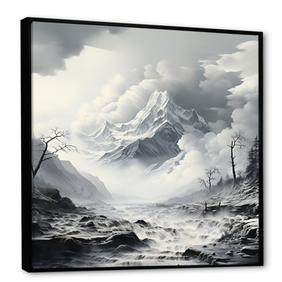 «Black and White Mountains Landscape Fog III», art mural fruits
