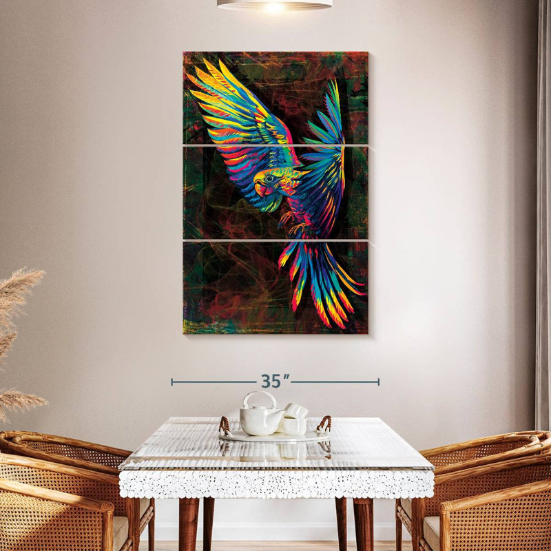 Perroquet coloré de l'Amazone Brampt, H 50 po x l 32 po