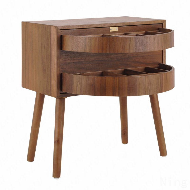 Rotating Hidden Compartment Nightstands, Mid-Century Retro Modern Concealment Furniture, Rattan Bed Side Table (Nightstand Compatible), Compartment End Table With Wood Legs, Bedside Table