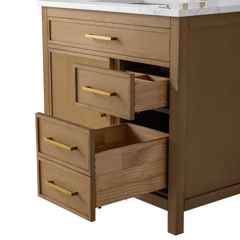 Reajean 36" Single Vanity, Caramel/Brushed Bronze