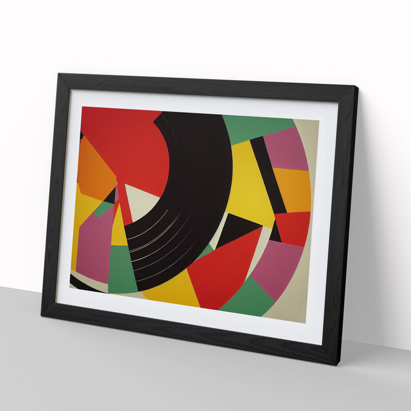 Abstract Vinyl Record Vol.2 - Framed Print, 25cm H x 34cm W x 2cm D, Black