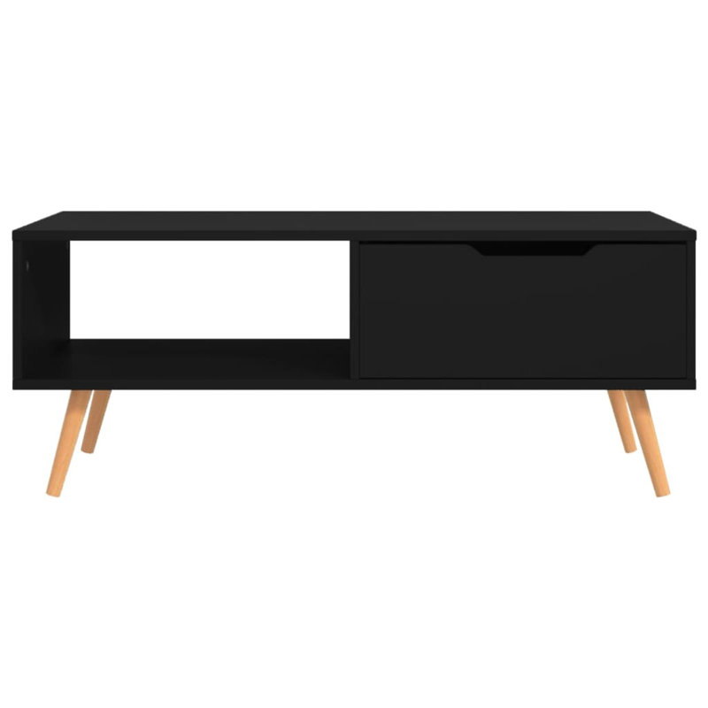 Cleorand Four Leg Coffee Table with Storage, Black