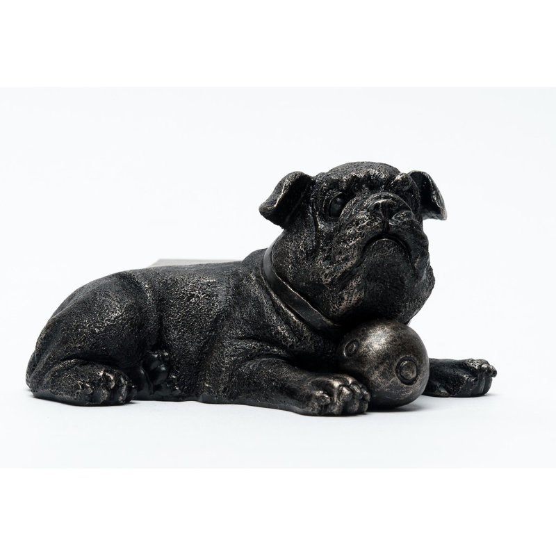 Pieds de jardinière de couleur bouledogue anglais au repos dans une boîte-cadeau