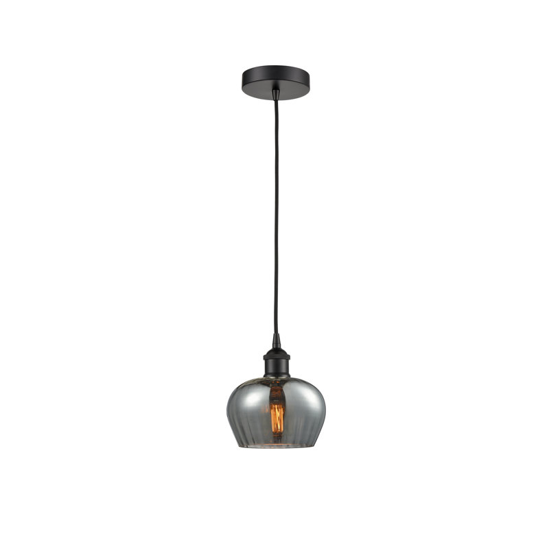 Luminaire suspendu simple à 1 lumière Noille, Brun, Noir mat, H 11,5 po x l 11 po x P 11 po
