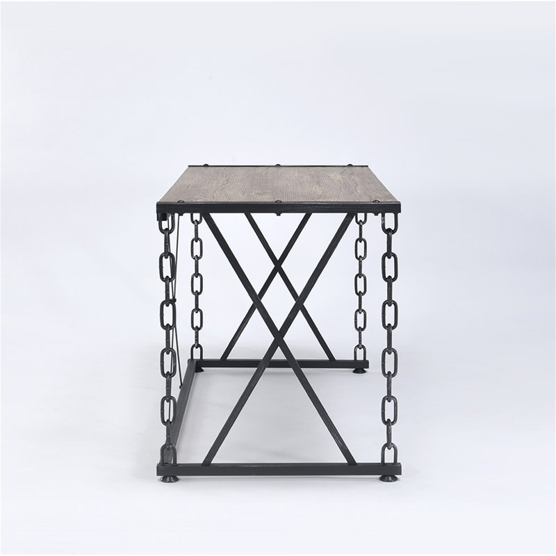 Bureau Jode en chêne rustique et finition noire antique (sans la chaise de bureau)
