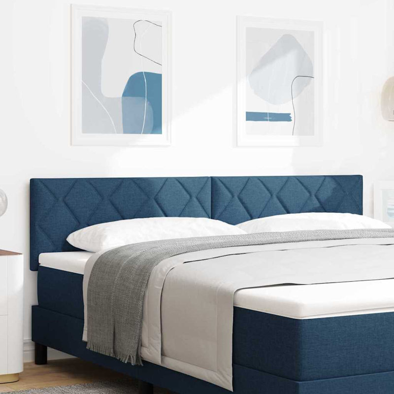 Fabric Headboard Geometric With Headboard Fabric, 140 x 190cm, Blue