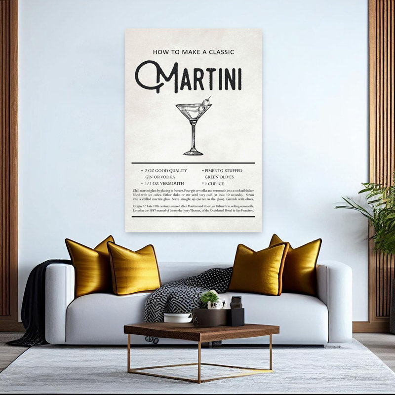 Art abstrait rétro Martini, H 60 po x l 40 po