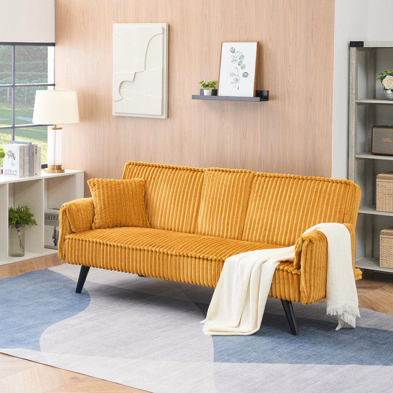 Canapé polyvalent en velours côtelé pour la détente et les utilisations multiples dans les espaces de vie, Orange