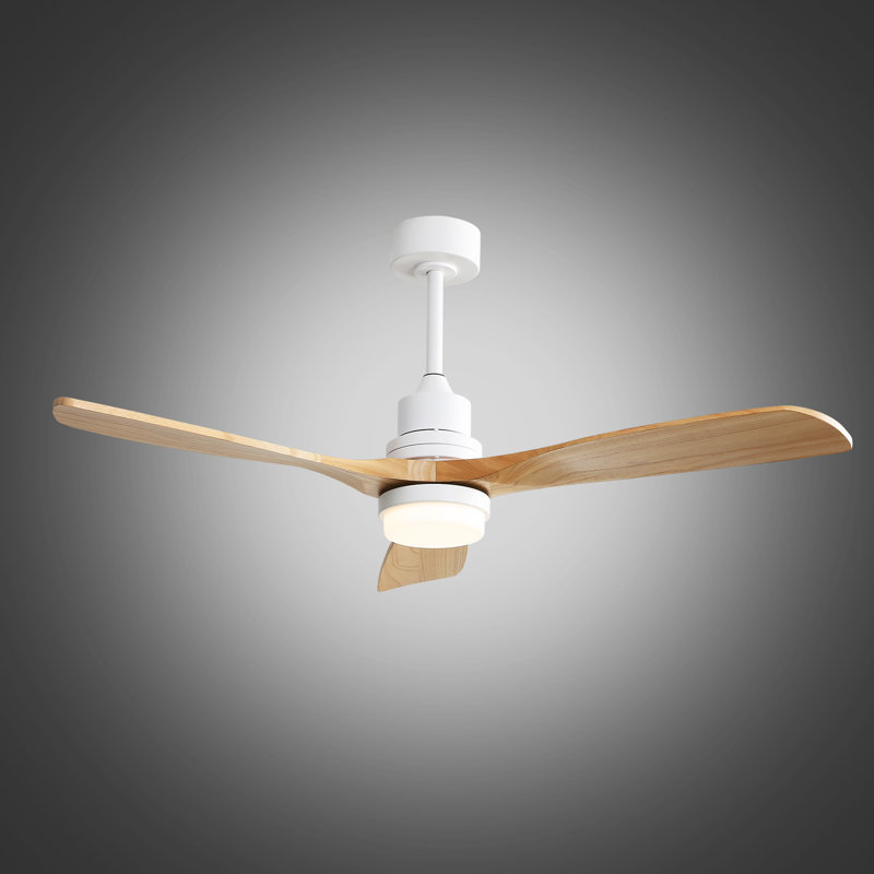 Nicola 52'' 3 - Blade Modern Ceiling Fan with Remote Control and Light Kit, White/Natural Wood