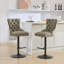 Hauteur réglable moderne, revêtement en cuir PU avec dossier confortable, couleur olive, 2 hauteurs, îlot de cuisine/bar/bar (2 places).