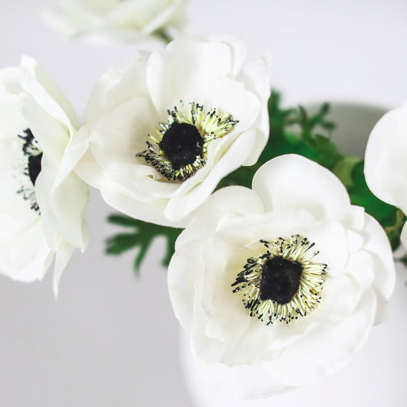 Real Touch Anemone Faux Floral, White