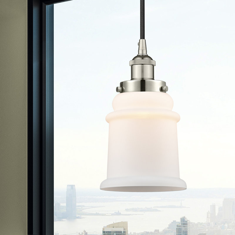 Amiriya 1 - Light Single Drop Pendant Pendant, Matte White, Polished Nickel, 11" H x 6" W x 6" D