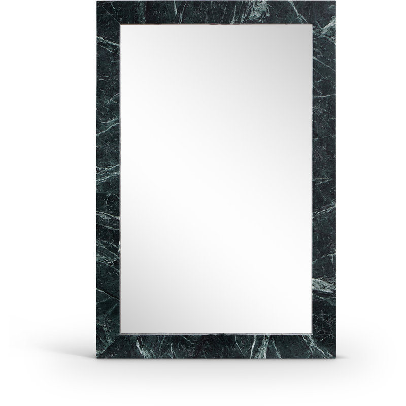 Pavia Genuine Travertine Frame Mirror, Marble, Green