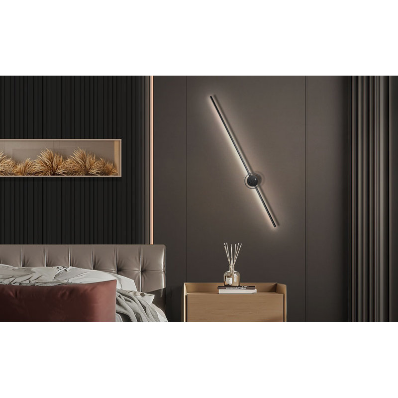 38 inch Wall Sconces with Remote Control, USB Rechargeable Motion Sensor Wall Light for Living Room, Satin Black