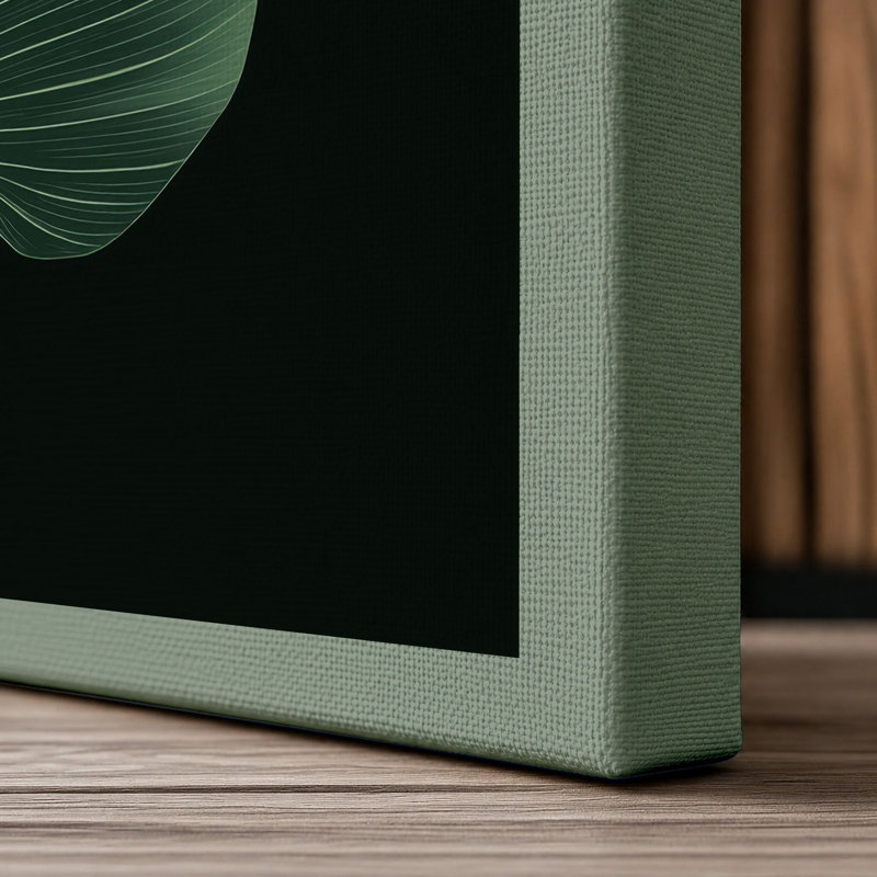 Tropical Leaf Study Botanical - Wrapped Canvas, 36x24 - 91.4 x 61.0 cm, Sage Border