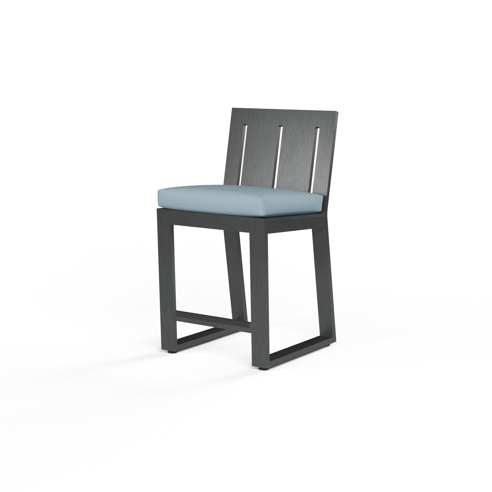 Georgie 44.21'' Aluminum Outdoor Bar Stool with Cushion, Canvas Skyline Sunbrella®, Bar Stool (30" Seat Height)
