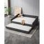 Lit de jour double avec lit gigogne double capitonné, avec dossier à boutons et clous en cuivre sur les accoudoirs ondulés, gris (80,5 po x 55,5 po x 27,5 po)-1215646615-1215646617