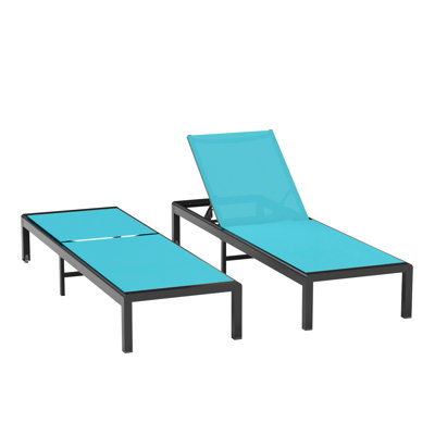 Aluminum Chaise Lounge Chair Outdoor with Wheels,Adjustable 5-Position Recliner and Full Flat Tanning Chair for Patio,Beach,Pool