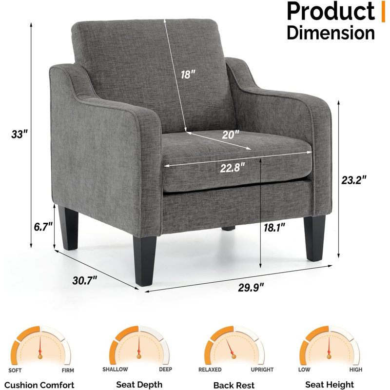 Fauteuil d'appoint Amaryia, Mélange de lin gris