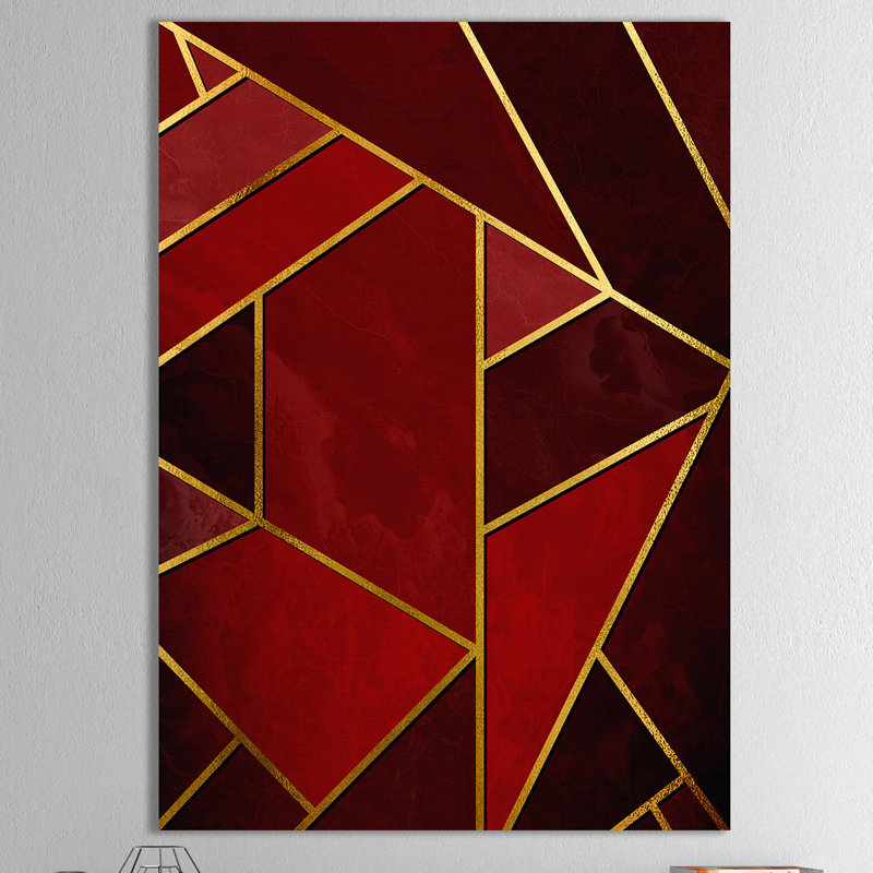 «Yellow Triangulars Over Shades Of Red», reproduction sur toile, H 20 po x l 12 po x p 1 po