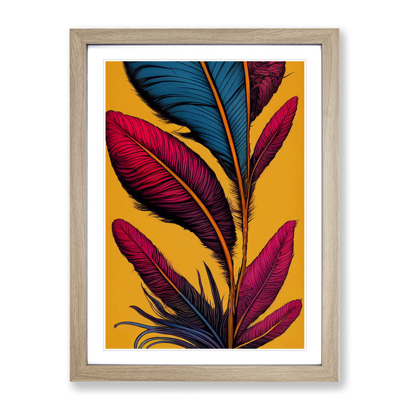Urban Feather - Wall Art, 66cm H x 48cm W, Oak Picture Frame, White