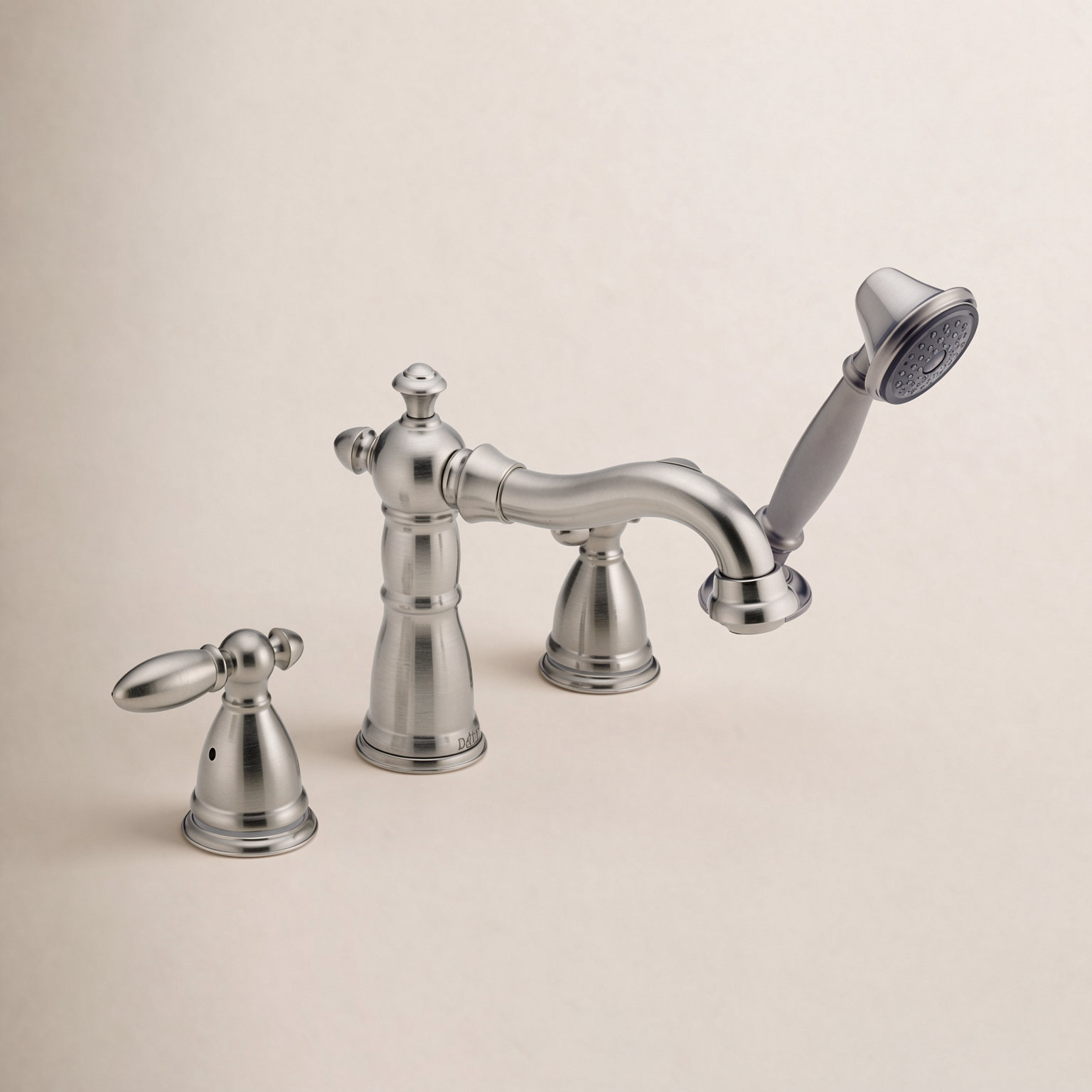 Victorian Deck Tub Filler with Handshower, Brilliance Stainless