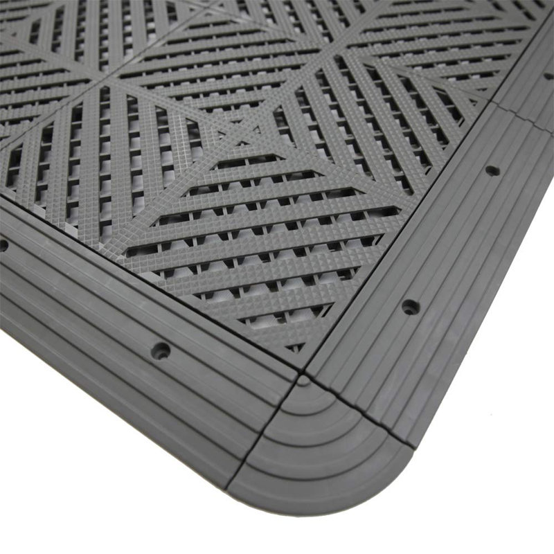 65'' L x 52'' W Plastic Interlocking Deck Tile in Gray