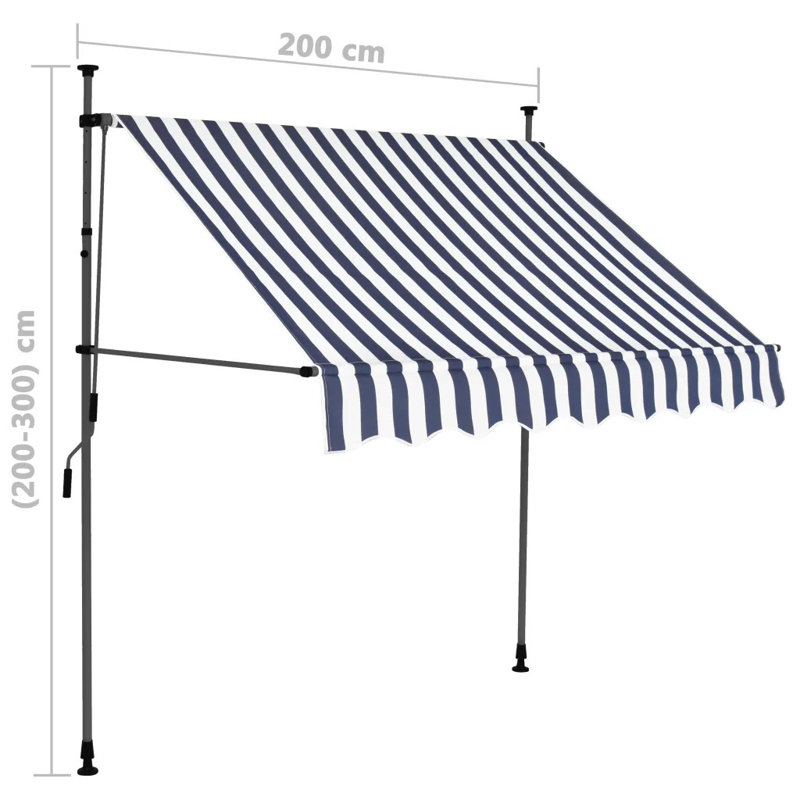 Dakota Fields 120cm D Polyester Cover Retractable Window Awning, 2m W x 1.2m D, Blue