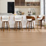 Modern Faux Leather Swivel 26'' Stools, Wood Counter Stools With Arms And Footrest