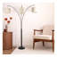 Lampe sur pied à 3 branches Royal avec finition bronze huilé et abat-jour en lin Royal, interrupteur rotatif à 4 voies pour éclairage réglable