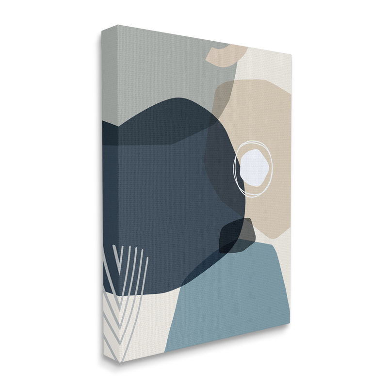 Mod Shapes Arranged Abstract Circle Collage Blue Beige par - Impression, Toile tendue, H 48 po x l 36 po x P 1,5 po