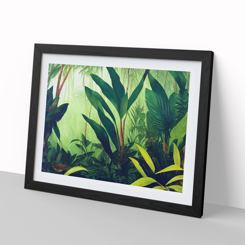 Watercolour Jungle Vol.3 - Single Picture Frame Print, 46cm H x 64cm W x 2cm D, Black
