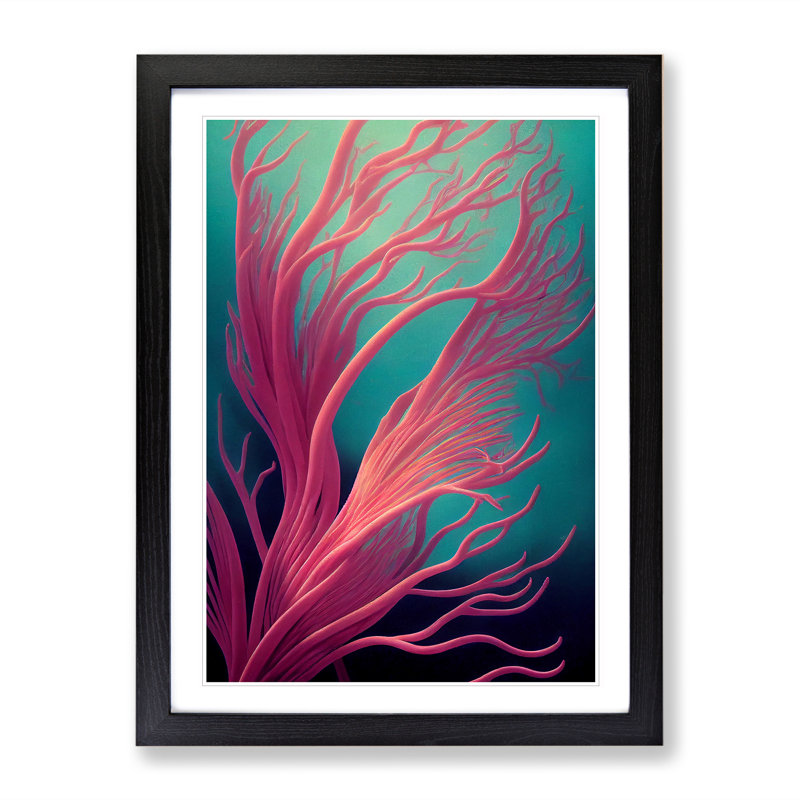 Hypnotic Coral - Single Picture Frame Print, Black, 64cm H x 46cm W