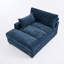 Chaise longue surdimensionnée en chenille bleue avec accoudoirs et coussins décoratifs-289331909