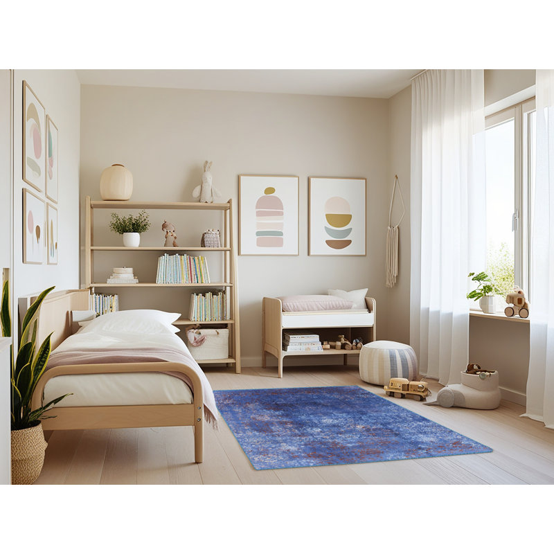 Tapis bleu / rouge Huskins, Rectangle 4 pi x 6 pi