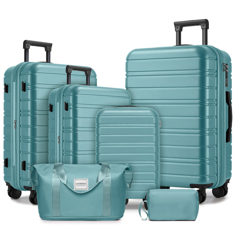 Luggage Sets 6 Piece With Duffel Bags, Hardside Expandable Suitcases With Spinner Wheels, Misty Blue