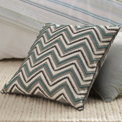 Elliott Embroidered Feather Linen Throw Pillow