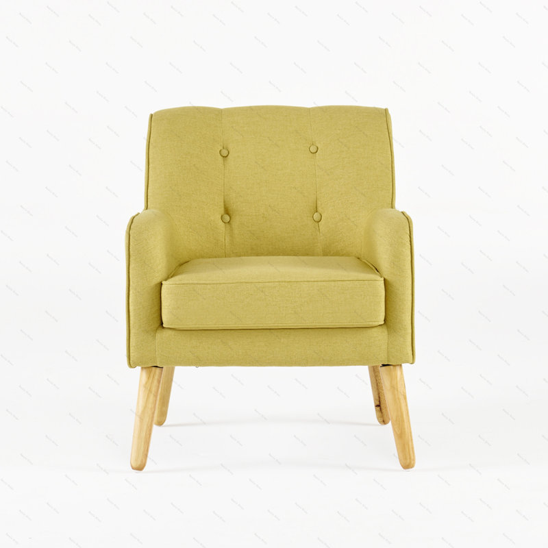 Alcide Tufted Armchair, Yellow Fabric