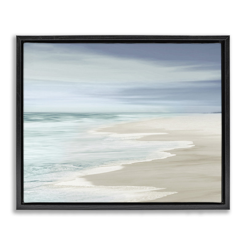 Paysage de plage en mousse, H 31 po x l 25 po, Cadre flottant noir de jais