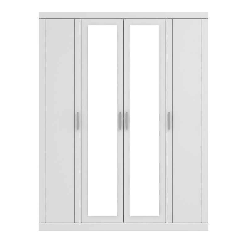 KIMBERLEY 4 Door Wardrobe with Mirror, White