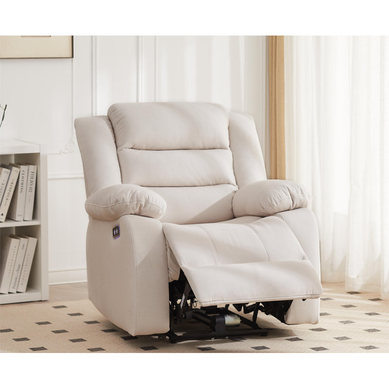 Fauteuil inclinable électrique rembourré, Microfibre beige