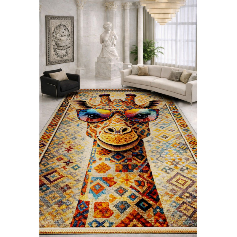 Tapis beige tissé à motif abstrait Mosso, 4'11" x 7'7"