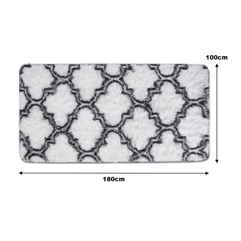 Damask Faux Sheepskin Area Rug, Rectangle 100 x 180 cm