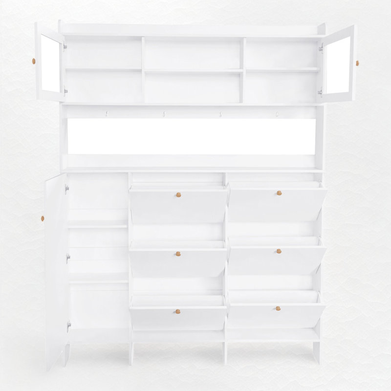 Banjeet Hall Tree 62.13'' Wide with Shoe Storage, White