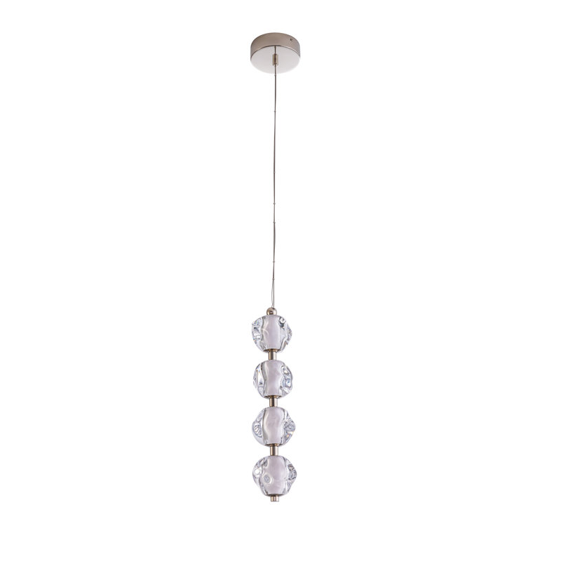 Luminaire suspendu sphérique à 4 lumières Jackie, Nickel poli